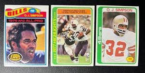 lot 156 image: OJ Simpson 3 Card Vintage Football Lot 1977 and 1978