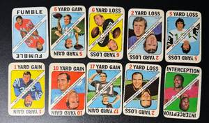 lot 151 image: 10 Card 1971 Topps Football Vintage Game Cards - Bart Starr, Fran Tarkenton, Joe Namath and More