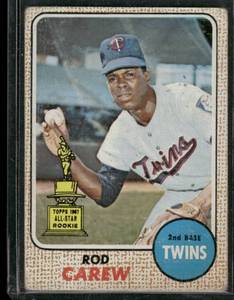 lot 108A image: Rod Carew 2nd Year Rookie Cup   1968 Topps #80 Minnesota Twins Baseball Card
