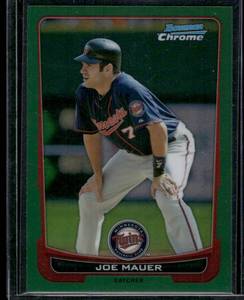 lot 148A image: Joe Mauer   2012 Bowman Chrome Green Refractors #170 Minnesota Twins Baseball Card