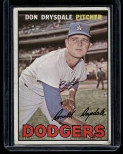 lot 131A image: Don Drysdale   1967 Topps #55 Los Angeles Dodgers Baseball Card