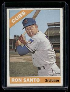 lot 151A image: Ron Santo   1966 Topps #290 Chicago Cubs Baseball Card