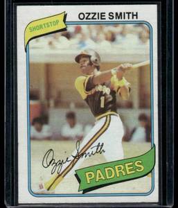 lot 211A image: Ozzie Smith 2nd Year   1908 Topps #393 San Diego Padres Baseball Card