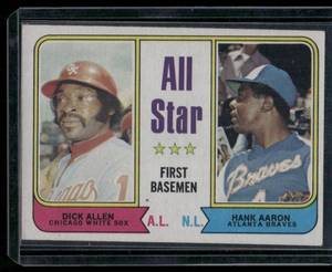 lot 153A image: Hank Aaron  Richie Allen All-Star 1st Basemen   1974 Topps #332  Baseball Card