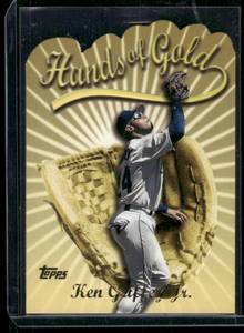 lot 215A image: Ken Griffey Jr. Die Cut   2000 Topps Hands of Gold #HG3 Seattle Mariners Baseball Card