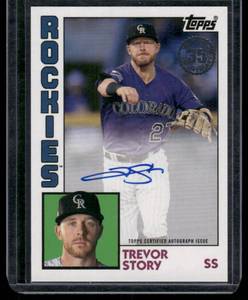 lot 115A image: Trevor Story Auto   2019 Topps 1984 Baseball Autographs #84A-TST Colorado Rockies Baseball Card