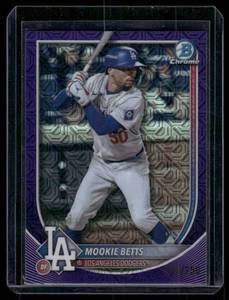 lot 145A image: Mookie Betts Purple Mojo  200250 2025 Bowman Chrome #16 Los Angeles Dodgers Baseball Card