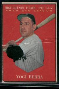 lot 165A image: Yogi Berra   1961 Topps #472 New York Yankees Baseball Card