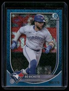 lot 234A image: Bo Bichette Blue Mojo  082175 2025 Bowman Chrome #92 Toronto Blue Jays Baseball Card