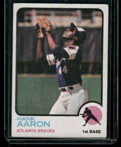 lot 147A image: Hank Aaron   1973 Topps #100 Atlanta Braves Baseball Card