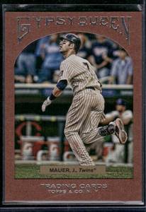 lot 232A image: Joe Mauer SP  212999 2011 Topps Gypsy Queen Framed Paper #31 Minnesota Twins Baseball Card