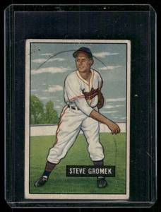 lot 257A image: Steve Gromek   1951 Bowman #115 Cleveland Indians Baseball Card