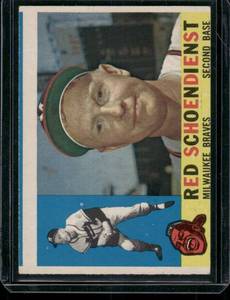 lot 261A image: Red Schoendienst   1960 Topps #335 Milwaukee Braves Baseball Card