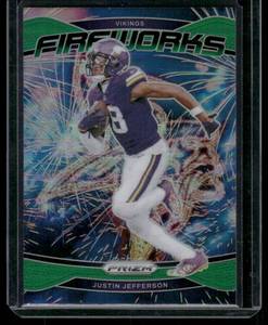 lot 279A image: Justin Jefferson   2024 Panini Prizm Fireworks #8 Minnesota Vikings Football Card