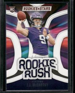 lot 295A image: J.J. McCarthy RC  2024 Panini Rookies & Stars Rookie Rush #RR-JMY Minnesota Vikings Football Card