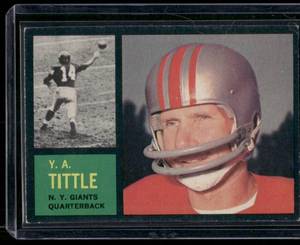 lot 308A image: Y.A. Tittle   1962 Topps #102 New York Giants Football Card