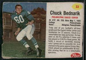 lot 317A image: Chuck Bednarik   1962 Post #33 Philadelphia Eagles Football Card