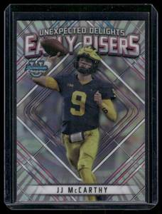 lot 272A image: JJ McCarthy RC  2023 Bowman University Chrome Unexpected Delights Early Risers #ER-3 Michigan Wolverines Football Card