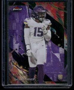 lot 288A image: Dallas Turner 200 RC 044200 2024 Topps Finest #156 Minnesota Vikings Football Card