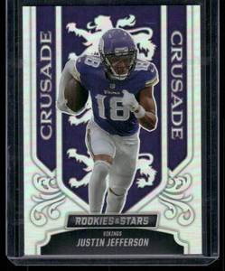 lot 302A image: Justin Jefferson   2023 Panini Rookies & Stars Crusade #CR-17 Minnesota Vikings Football Card