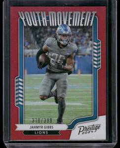 lot 311A image: Jahmyr Gibbs 399  318399 2024 Prestige #YM-JGS Detroit Lions Football Card