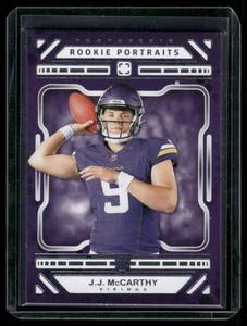 lot 316A image: J.J. McCarthy RC  2024 Panini Photogenic #152 Minnesota Vikings Football Card