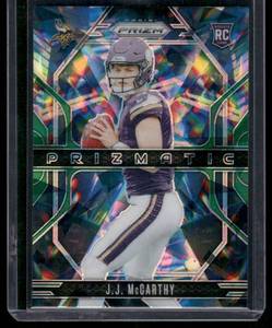 lot 323A image: J.J. McCarthy RC  2024 Panini Prizm Prizmatic #8 Minnesota Vikings Football Card