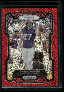 lot 325A image: T.J. Hockenson   2023 Panini Prizm Red #198 Minnesota Vikings Football Card