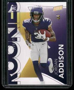 lot 332A image: Jordan Addison  169499 2023 Panini The National Rookies #RC9 Minnesota Vikings Football Card