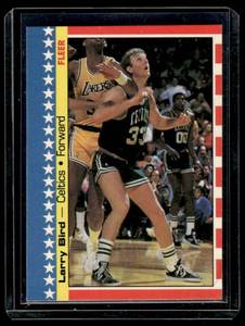 lot 345A image: Larry Bird   1987 Fleer Sticker #4 Boston Celtics Basketball Card