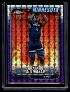 lot 361A image: Rob Dillingham RC 110129 2024 Topps Chrome Blue Basketball Refractor #165 Minnesota Timberwolves Basketball Card
