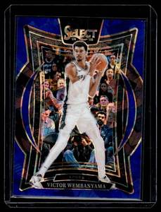 lot 384A image: Victor Wembanyama   2024 Panini Select Blue Concourse Prizm #9 San Antonio Spurs Basketball Card