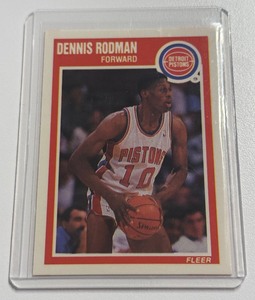 lot 90A image: Dennis Rodman 2nd Year 1989 Fleer #49 Basketball Card