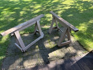 lot 100 image: WOODEN SAW HORSES