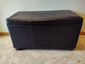 lot 184 image: Black Faux Leather Hinged Ottoman