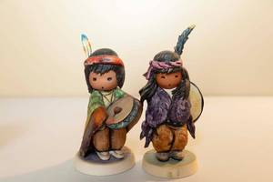 lot 45 image: DeGrazia Goebel Pima Indian Drummer Boy and The Biggest Drum figurines