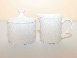 lot 159 image: Oneida Majesticware Basketweave Sugar Bowl and Creamer Set