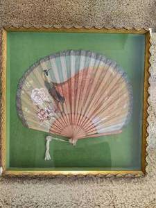 lot 208 image: Vintage Framed Hand Painted Folding Fan