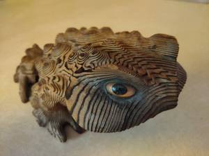 lot 247 image: Vintage Japanese Cryptomeria Wood Carved Toad