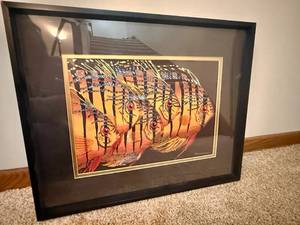 lot 191 image: Framed Fish Print Signed