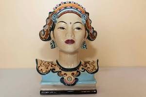 lot 8 image: Goldscheider Signed Bali Head Porcelain Bust