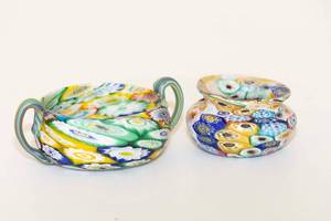 lot 126 image: Vintage Murano Millefiori Trinket Bowls