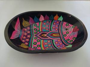 lot 282 image: Handpainted Wood Bowl Signed Pedro Marcos