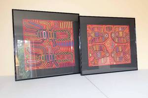 lot 129 image: Beautiful Mola Textile Framed Artwork
