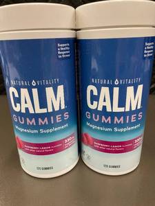 lot 10 image: 2 Bottles Natural Vitality Calm Gummies Magnesium Supplement 120 ct Each