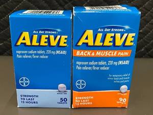 lot 13 image: Aleve Naproxen Sodium Tablets Set 50-Count and 90-Count Boxes