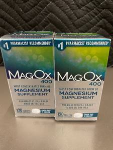 lot 23 image: Lot of 2 Mag-Ox 400 Magnesium Supplement 120 Tablets Each