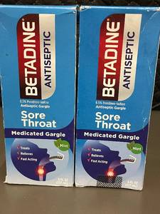 lot 24 image: 2 Bottles Betadine Sore Throat Antiseptic Medicated Gargle Mint 8oz Each