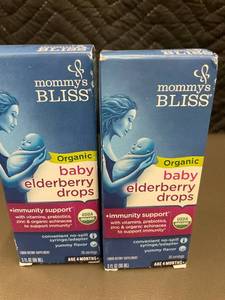 lot 31 image: 2 Boxes Mommys Bliss Organic Baby Elderberry Drops, 3oz Each
