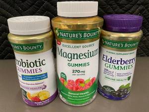 lot 50 image: Natures Bounty Gummies Trio Magnesium, Probiotic, Elderberry